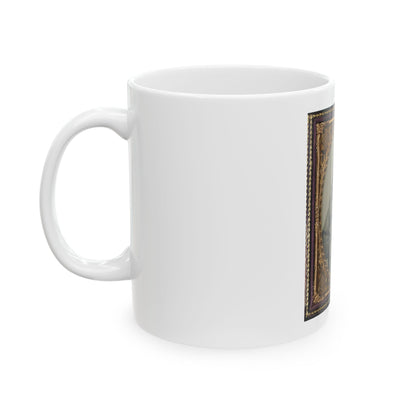 Unidentified Soldier In Confederate Infantry Uniform With Musket And Bowie Knife (U.S. Civil War) White Coffee Mug