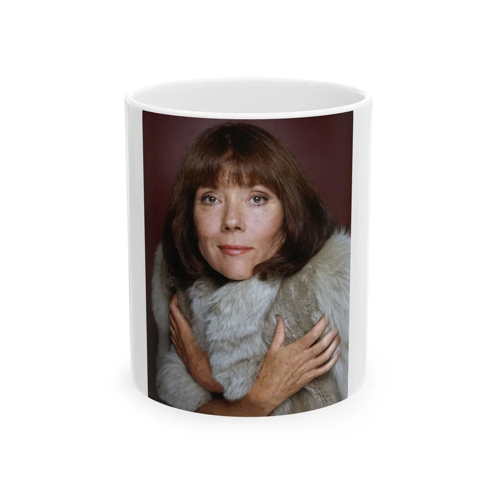 Diana Rigg #47 (Vintage Female Icon) White Coffee Mug-11oz-Go Mug Yourself