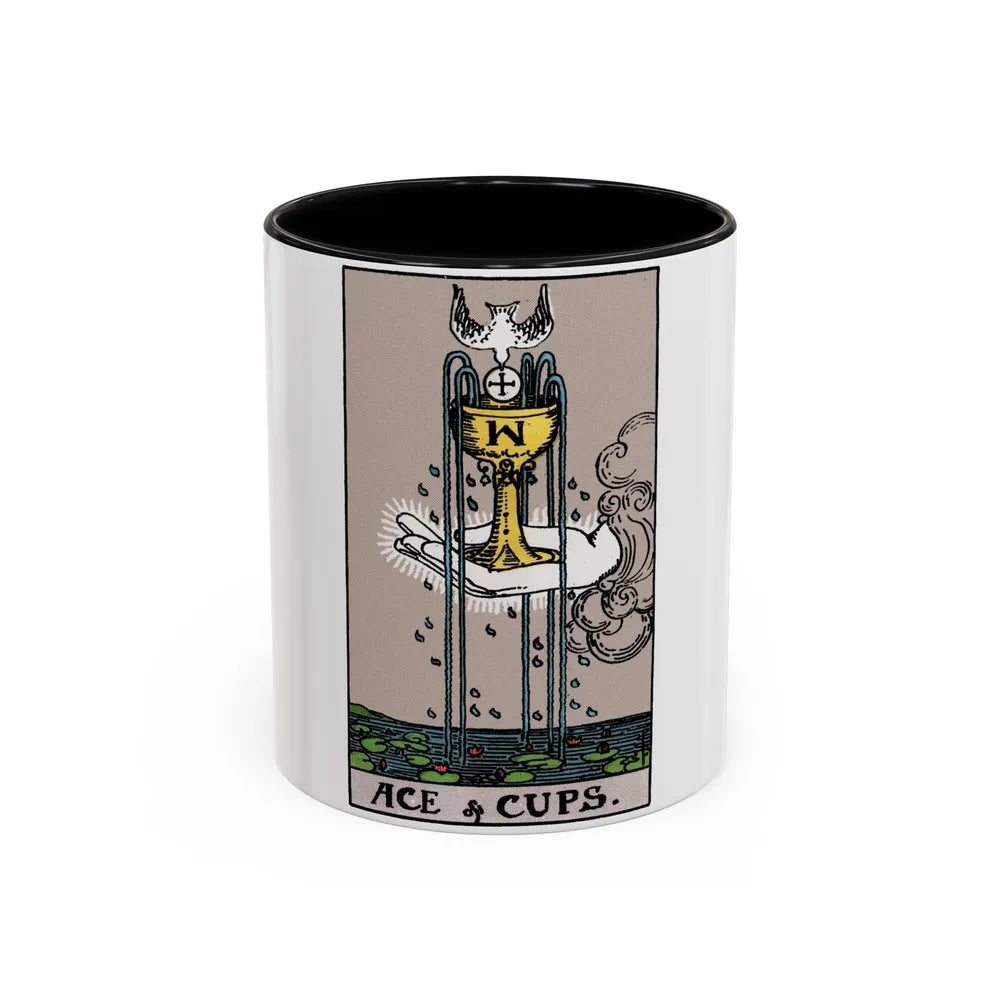 The Ace of Cups (Tarot Card) Accent Coffee Mug-11oz-Black-Go Mug Yourself