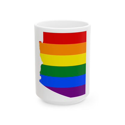 LGBT flag map of Arizona (United States) White Coffee Mug