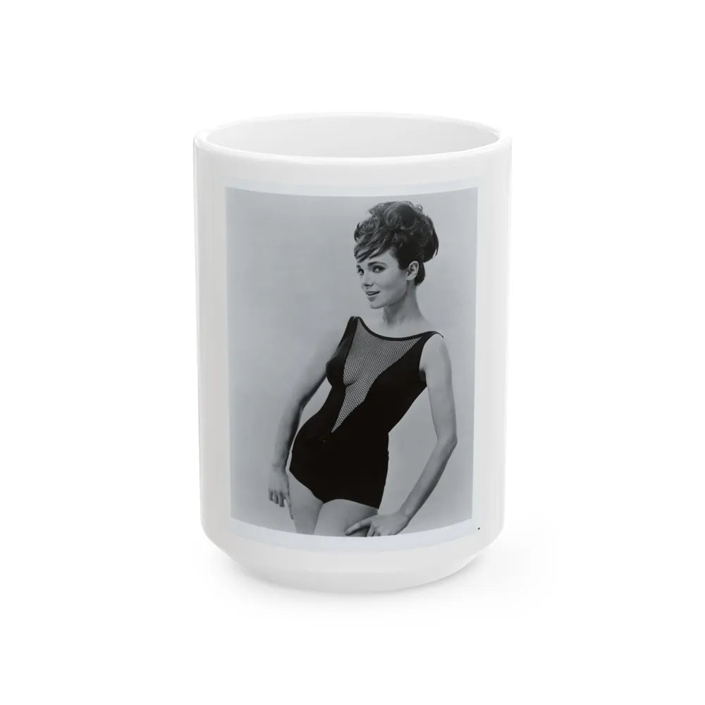 Gila Golan #06 - 8x10 B&W Upper Body Cheesecake Photo from Mid 60's (Vintage Female Icon) White Coffee Mug-15oz-Go Mug Yourself