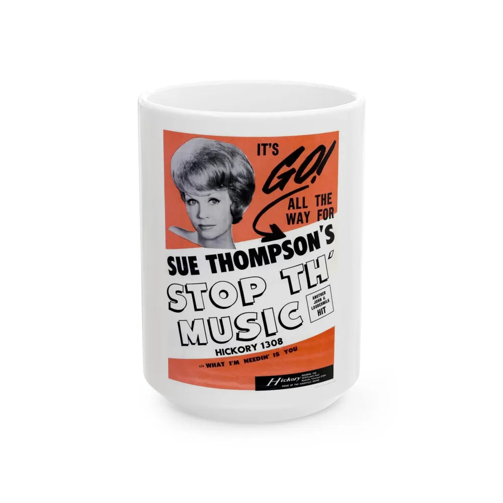 Sue Thompson 1965 (Music Poster) White Coffee Mug-15oz-Go Mug Yourself