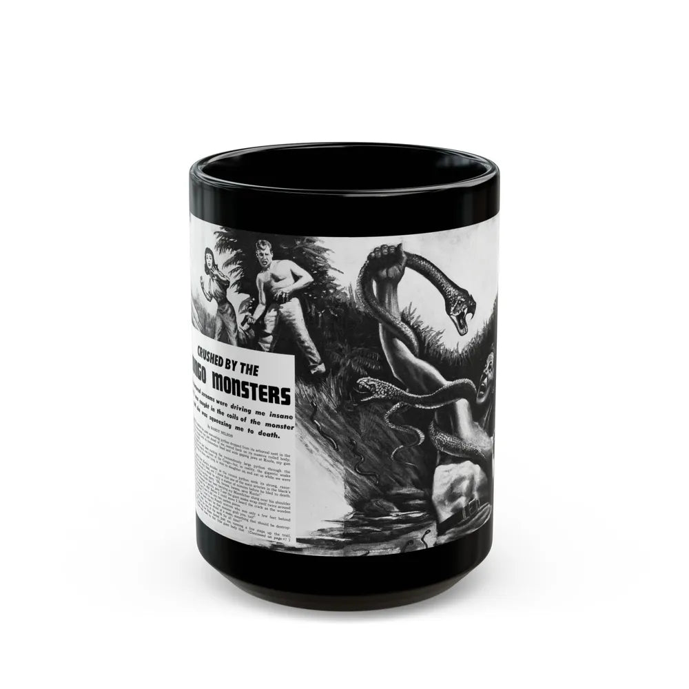 Crushed by the Congo Monster, Man's Daring, December 1960 - Black Coffee Mug-15oz-Go Mug Yourself