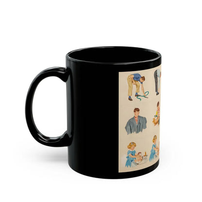 Fun at Home, Dick and Jane illustration - Black Coffee Mug-Go Mug Yourself