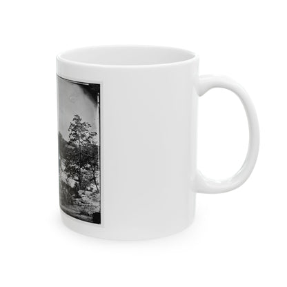 Petersburg, Va., Vicinity. Johnson's Mill On The Appomattox Near Campbell's Bridge; Soldiers Standing On Rocks In The Stream (U.S. Civil War) White Coffee Mug