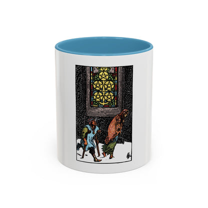 The 5 of Pentacles (Tarot Card) Accent Coffee Mug