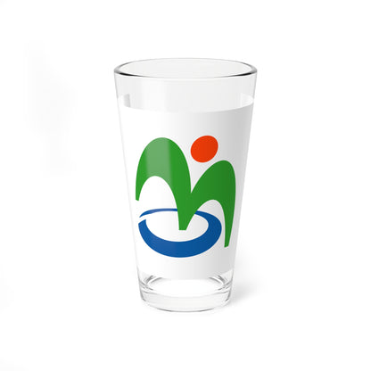 Flag of Miyoshi Tokushima no text (Japan) Pint Glass 16oz