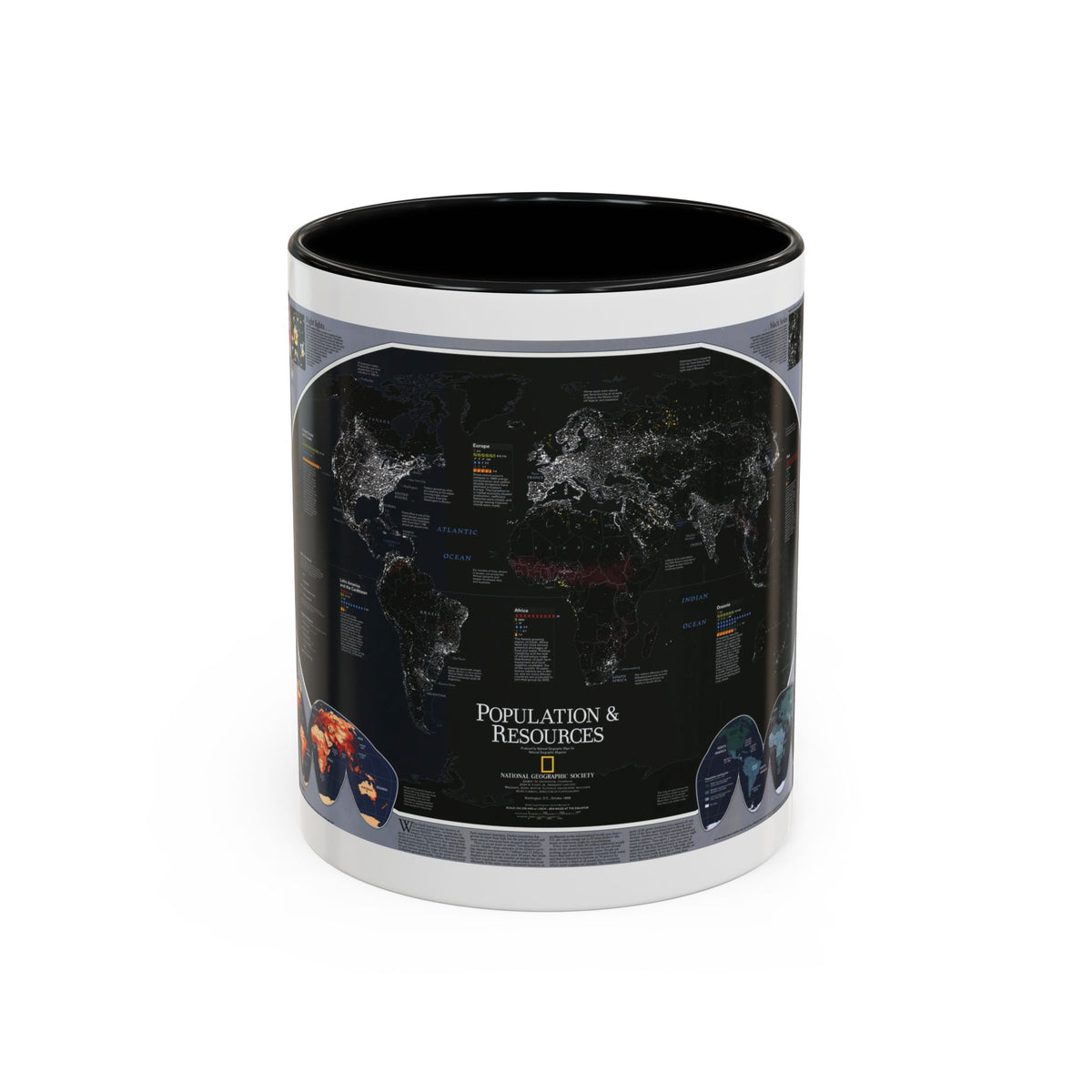 World Map - Population and Resources (1998) (Map) Accent Coffee Mug