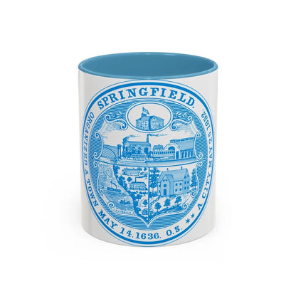 Seal of Springfield Massachusetts - Accent Coffee Mug-11oz-Light Blue-Go Mug Yourself