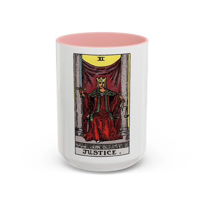 Justice (Tarot Card) Accent Coffee Mug-15oz-Pink-Go Mug Yourself