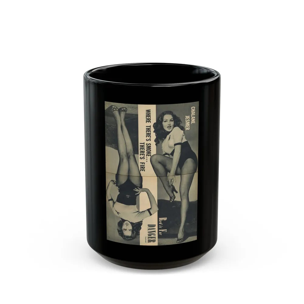 Julie Newmar #173 - Pages 18-19 Pages 4 & 5 of 5 with, Julie+2 Full Page B&W Photos from Cover Girl Models Mag. Nov. '53 (Vintage Female Icon) Black Coffee Mug-15oz-Go Mug Yourself