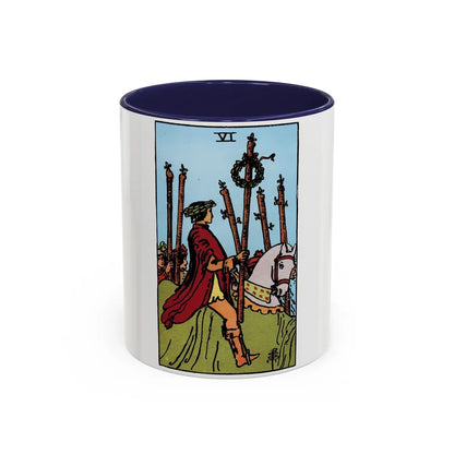 The 6 of Wands (Tarot Card) Accent Coffee Mug-11oz-Navy-Go Mug Yourself