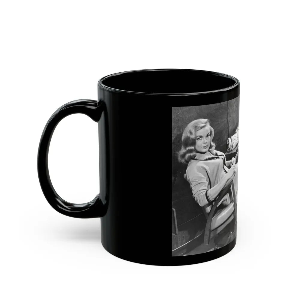 Leslie Parrish #116 (Vintage Female Icon) Black Coffee Mug-Go Mug Yourself