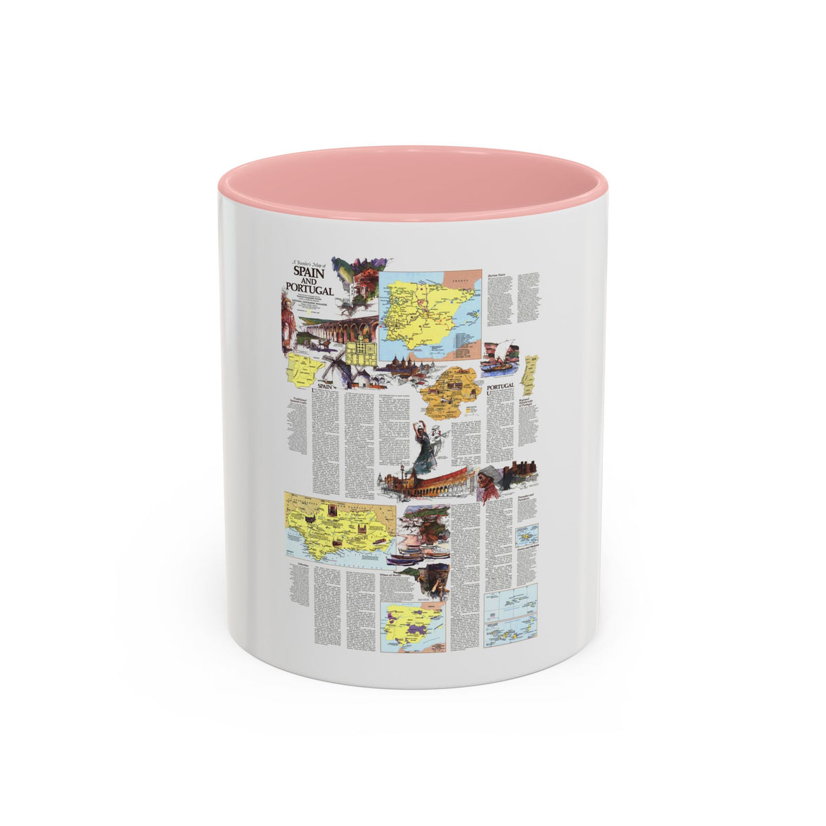 Spain and Portugal - A Traveller's Map 2 (1984) (Map) Accent Coffee Mug
