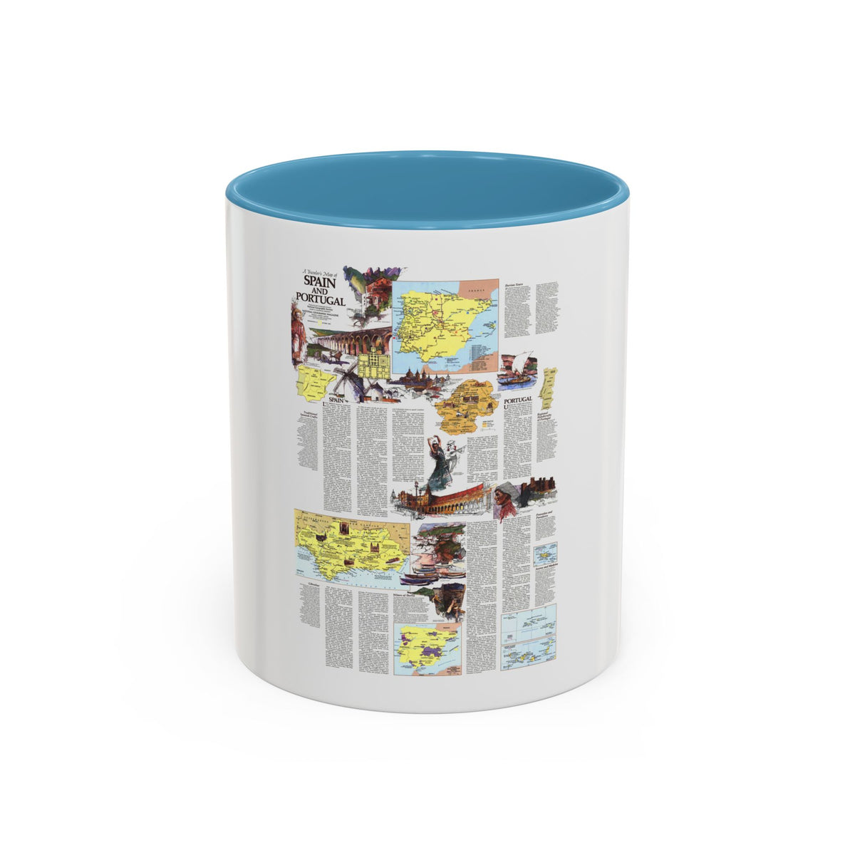 Spain and Portugal - A Traveller's Map 2 (1984) (Map) Accent Coffee Mug