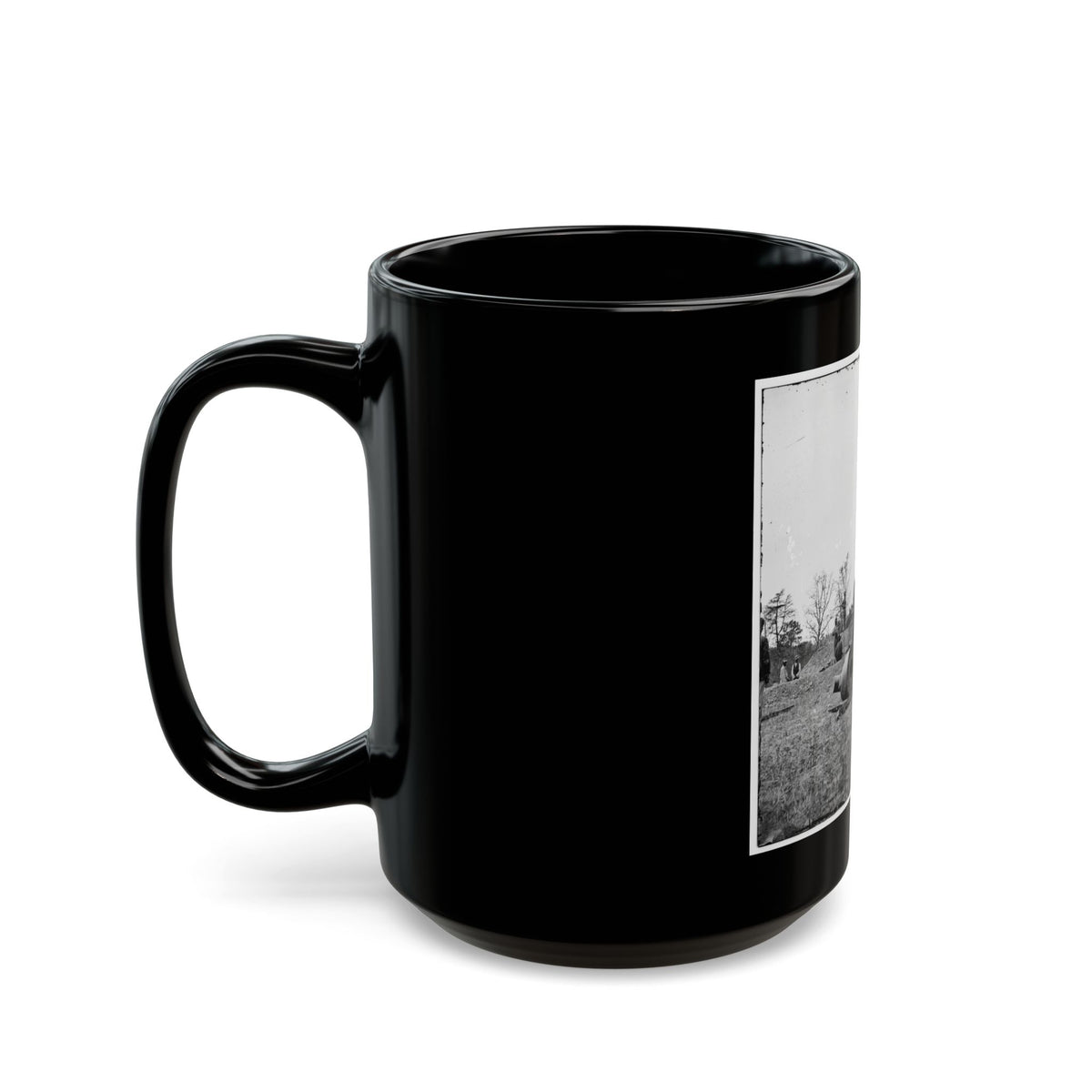 James River, Va. Work Party And Mortars At  Butler's Crow's Nest (U.S. Civil War) Black Coffee Mug