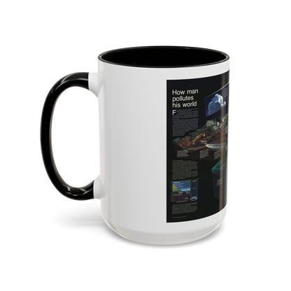 How Man Pollutes His World (1970) (Map) Accent Coffee Mug