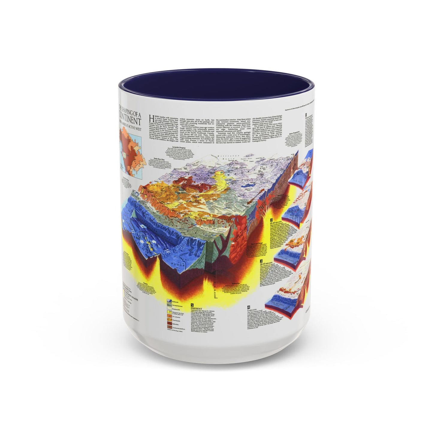 North America - The Shaping of a Continent (1985) (Map) Accent Coffee Mug