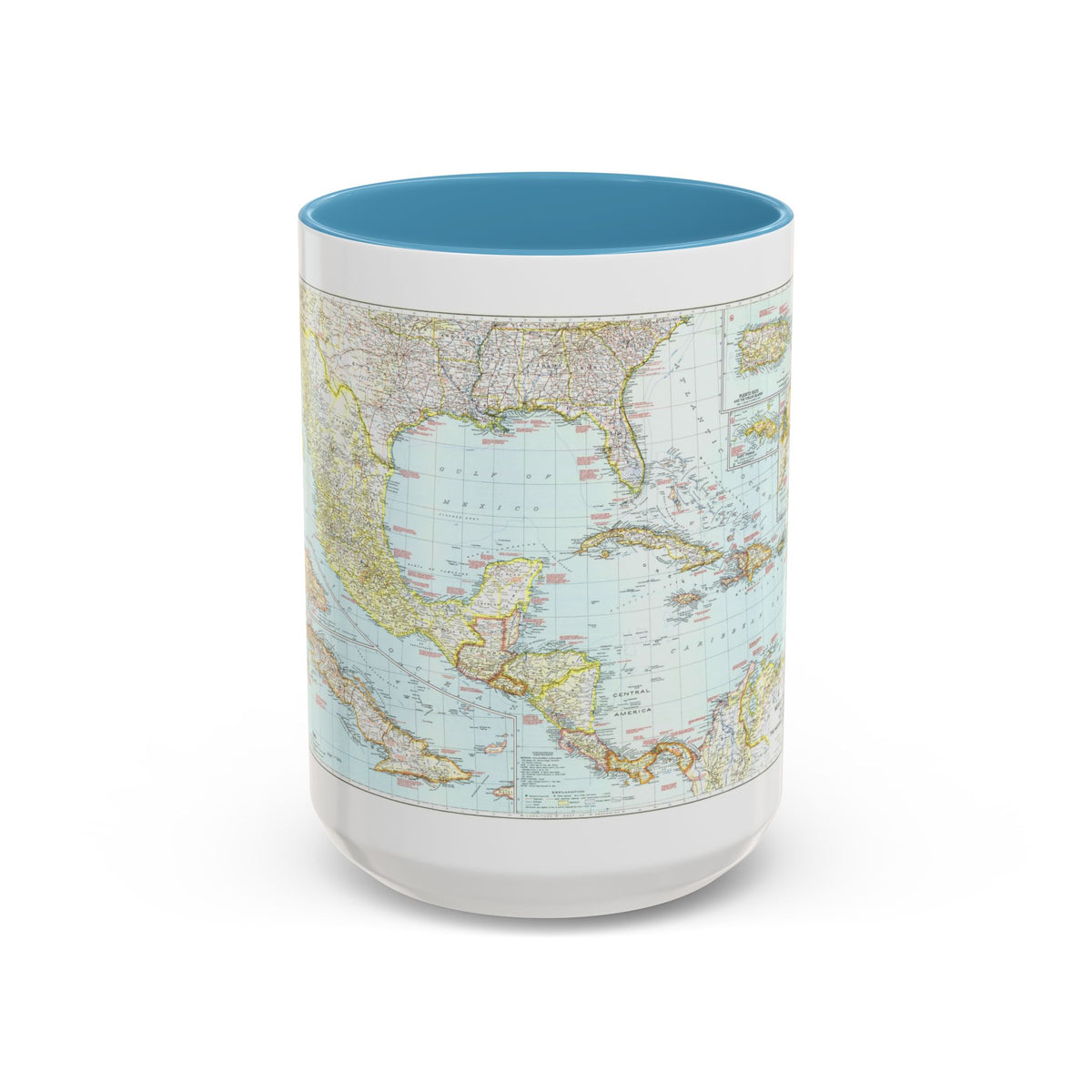 Central America & West Indies (1939) (Map) Accent Coffee Mug