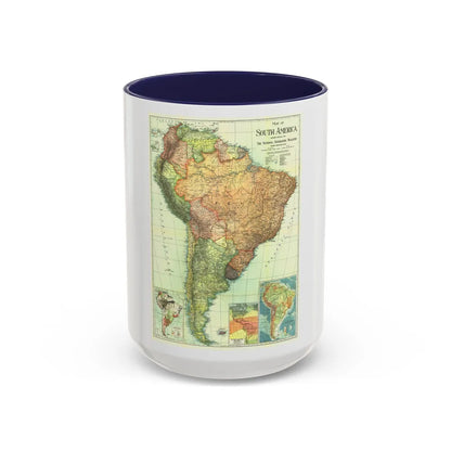 South America (1921) (Map) Accent Coffee Mug-15oz-Navy-Go Mug Yourself