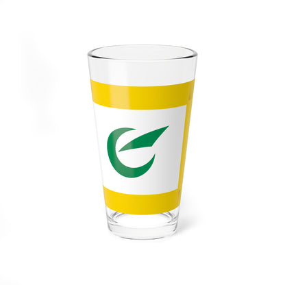Flag of Higashikagura Hokkaido fringed (Japan) Pint Glass 16oz