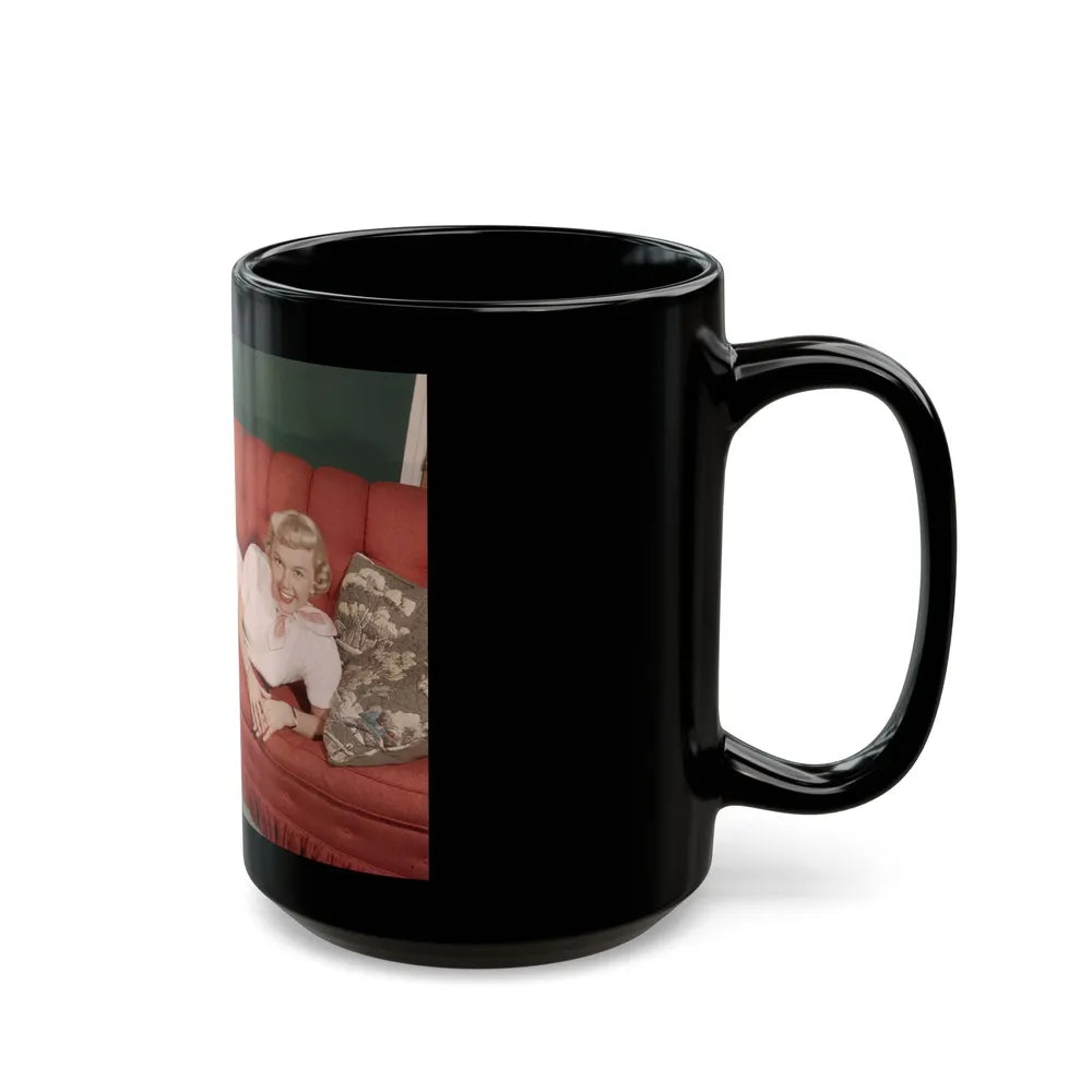 Doris Day #62 - Beautiful Feet & Red Painted Toes in White Thong Sandals (Vintage Female Icon) Black Coffee Mug-Go Mug Yourself