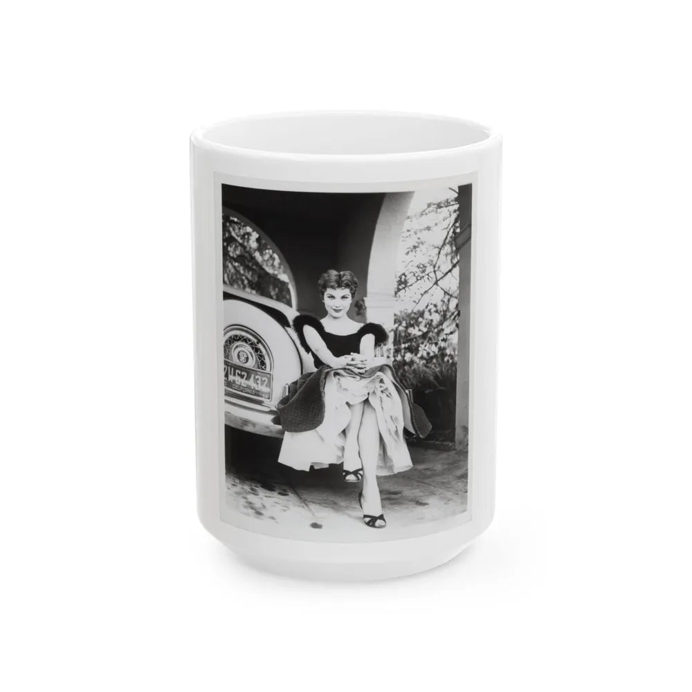 Debra Paget #610 - 8x10 B&W Full Body Glamour Promo Photo circa 50's (Vintage Female Icon) White Coffee Mug-15oz-Go Mug Yourself