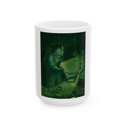 Diver Welding, probable magazine cover - White Coffee Mug-15oz-Go Mug Yourself