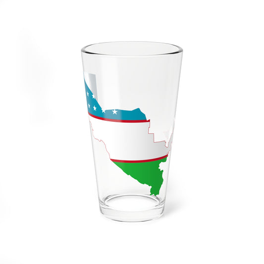 Flag and map of Uzbekistan (Uzbekistan) Pint Glass 16oz