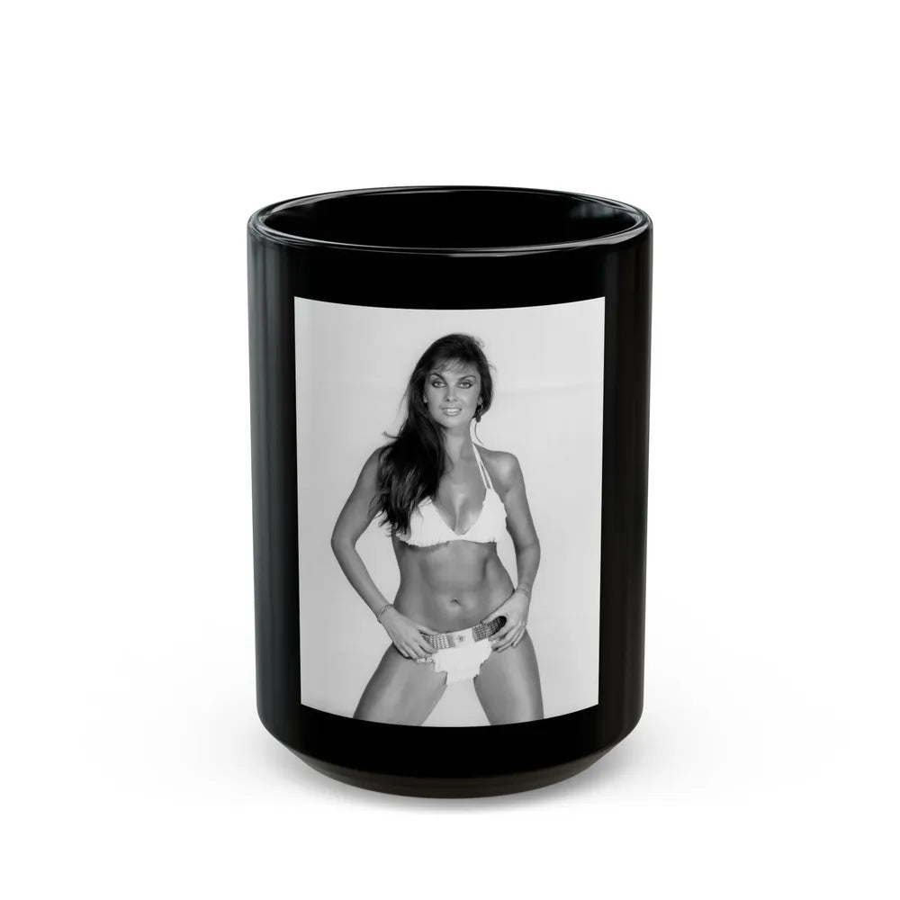 Caroline Munro #13 (Vintage Female Icon) Black Coffee Mug-15oz-Go Mug Yourself