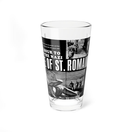 One Hour To Stop The Nazi Rape Of St. Romaine, Real Men, August 1967 (Magazine Illustration) Pint Glass 16oz