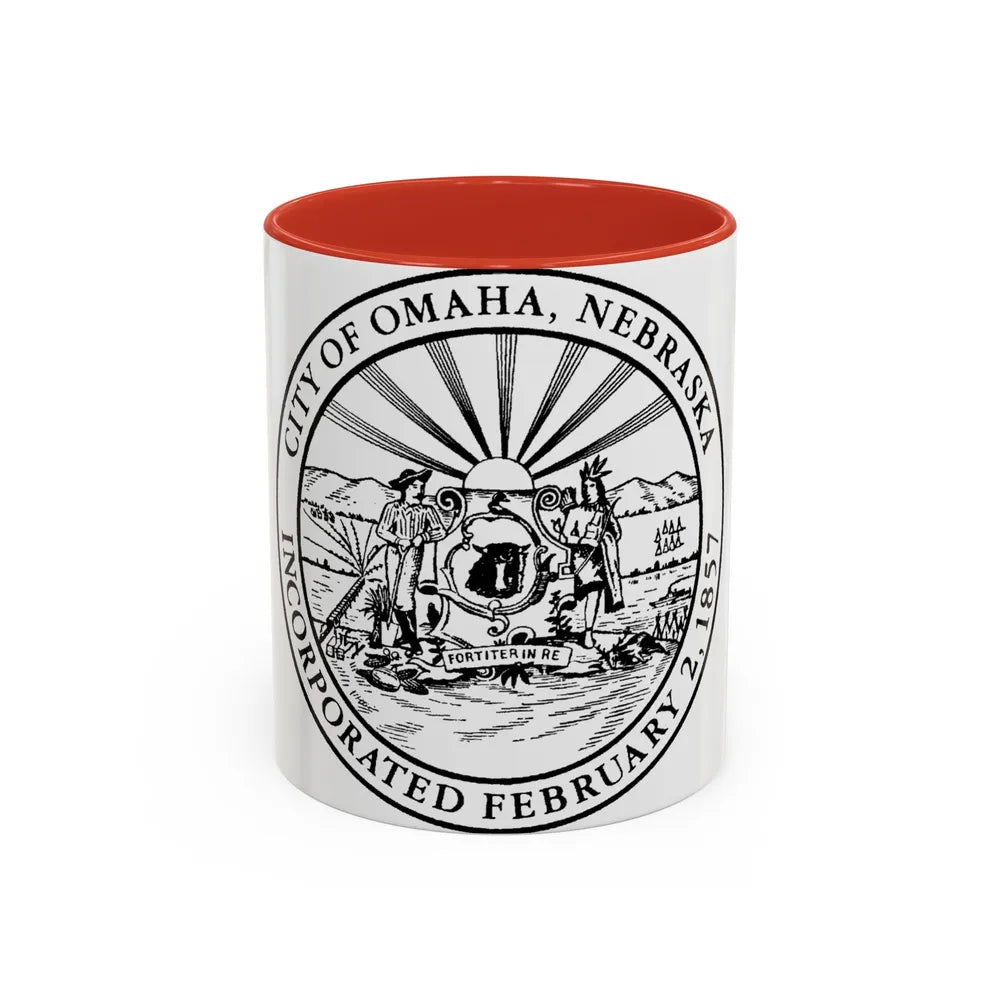 Seal of Omaha Nebraska - Accent Coffee Mug-11oz-Red-Go Mug Yourself