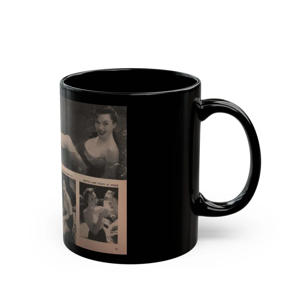 Dawn Richard #35 - [Pages 52 & 53] Including Pages 3 & 4 of 6 with, 4 B&W Photos, Article & Caption from People Today Pocket Mag. Nov. '57 (Vintage Female Icon) Black Coffee Mug-Go Mug Yourself