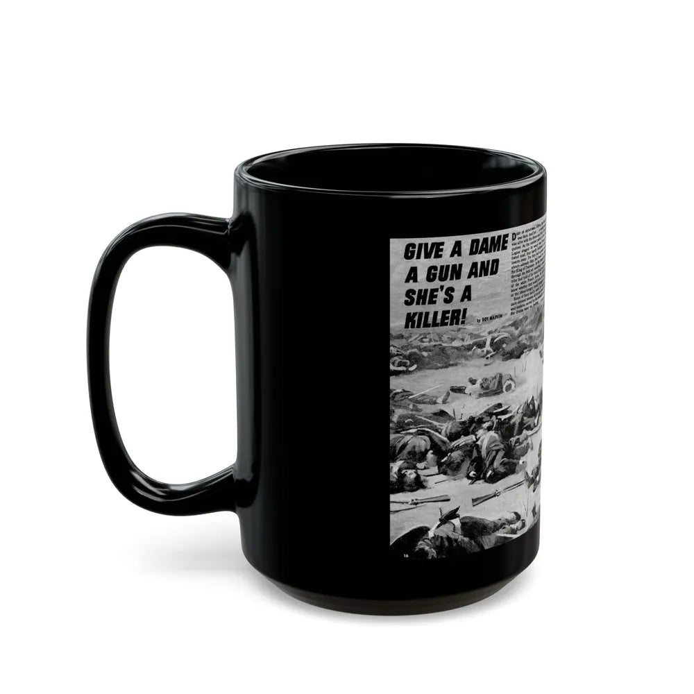 Give A Dame A Gun And She's A Killer, Real Men, February 1971 - Black Coffee Mug-Go Mug Yourself