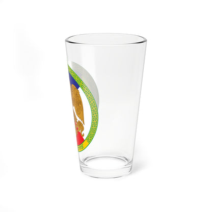 Emblem of Sukhbaatar district Ulaanbaatar (Mongolia) (Coat of Arms) Pint Glass 16oz