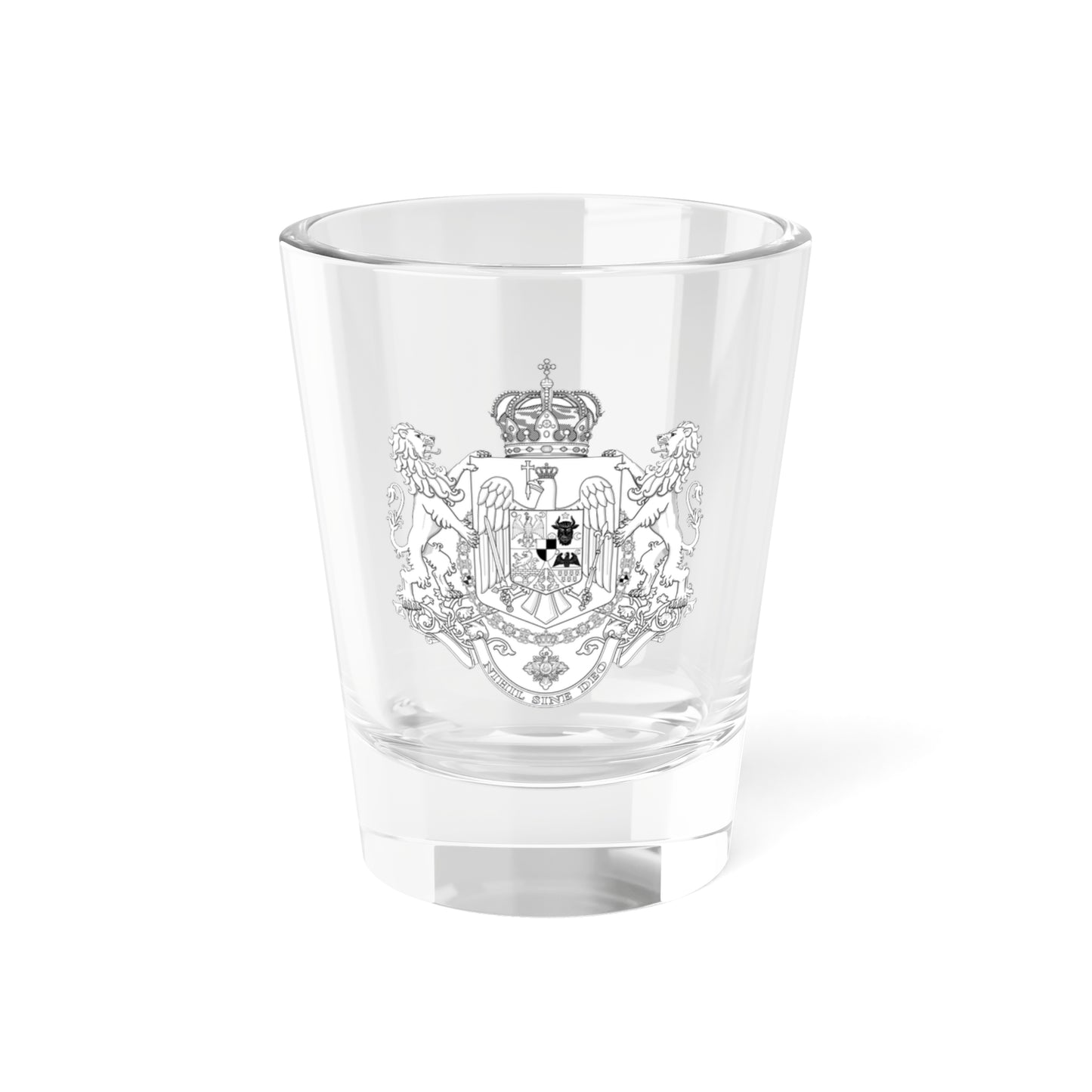 Middle Coat of Arms of Romania 1921 - 1947 BW (Oman) (Coat of Arms) Shot Glass 1.5oz