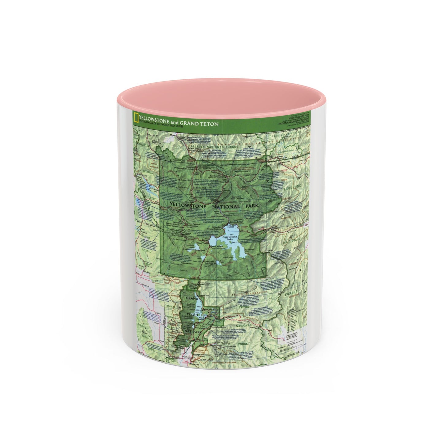 États-Unis - Yellowstone et Grand Teton 1 1989) (Carte) Tasse à café Accent