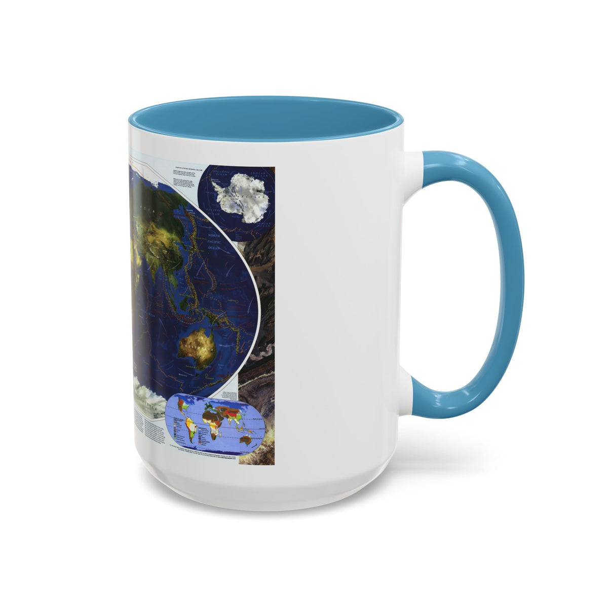 World Map - Physical Earth 1 (1998) (Map) Accent Coffee Mug