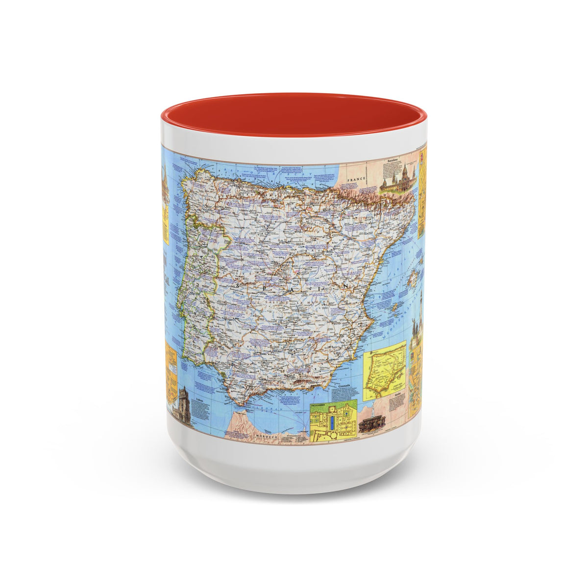 Spain and Portugal - A Traveller's Map 1 (1984) (Map) Accent Coffee Mug