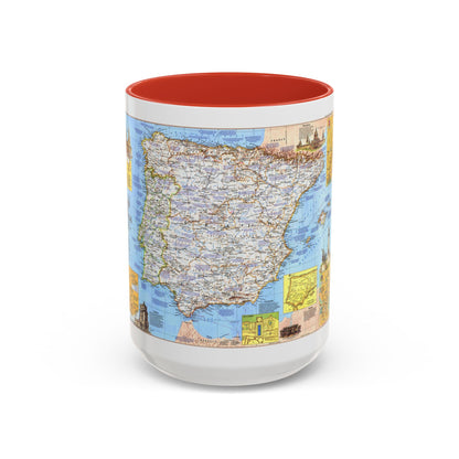 Spain and Portugal - A Traveller's Map 1 (1984) (Map) Accent Coffee Mug