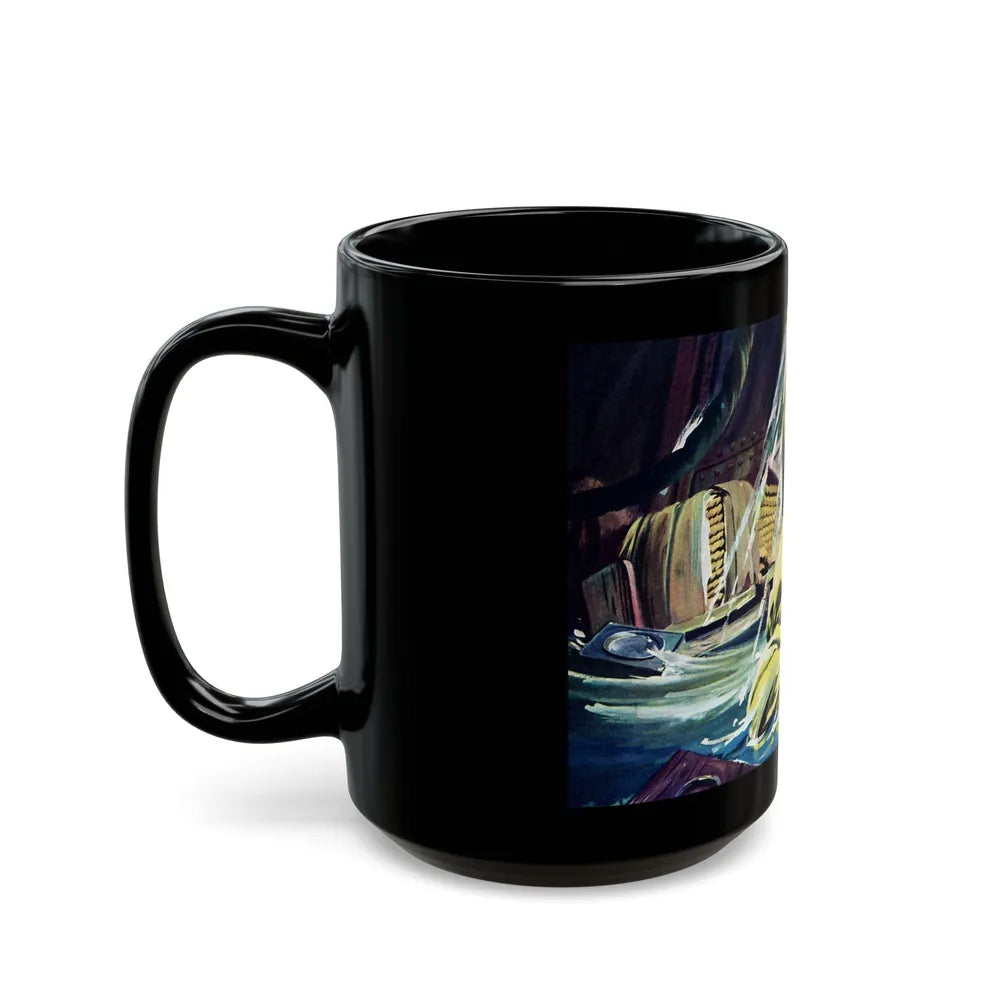 Death Below Decks by Brian Cleeve, The Saturday Evening Post, 1957 - Black Coffee Mug-Go Mug Yourself