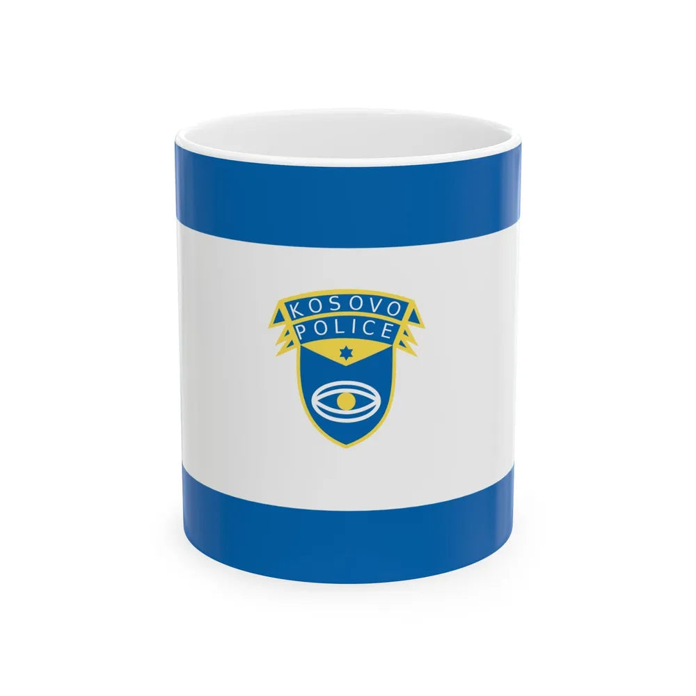 Flag of the Kosovo Police Service - White Coffee Mug-11oz-Go Mug Yourself