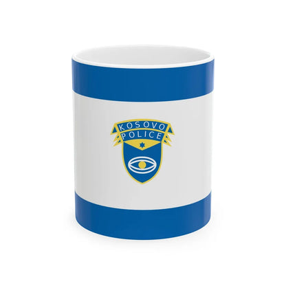 Flag of the Kosovo Police Service - White Coffee Mug-11oz-Go Mug Yourself