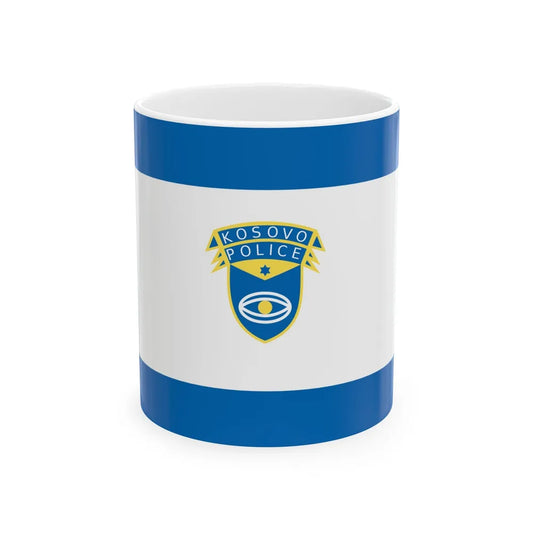 Flag of the Kosovo Police Service - White Coffee Mug-11oz-Go Mug Yourself