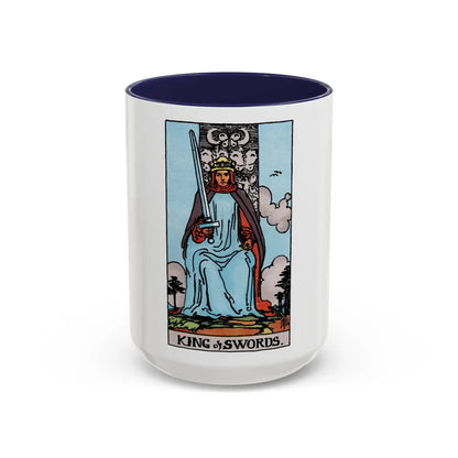 The King of Swords (Tarot Card) Accent Coffee Mug-15oz-Navy-Go Mug Yourself