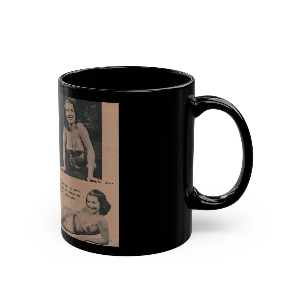 Penny Duncan #55 - [Pages 84 & 85] Pages 2 & 3 of 8 with, Penny+3 B&W Photos, Paragraph & Caption from BRIEF Digest Mag. March '55 (Vintage Female Icon) Black Coffee Mug-Go Mug Yourself