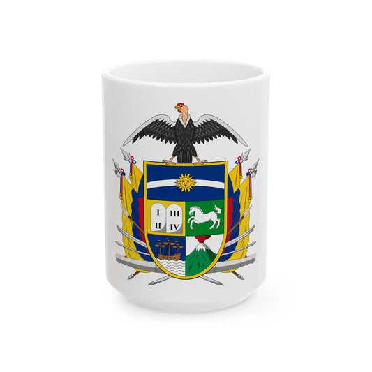 Coat of arms of Ecuador (1843) - White Coffee Mug-15oz-Go Mug Yourself