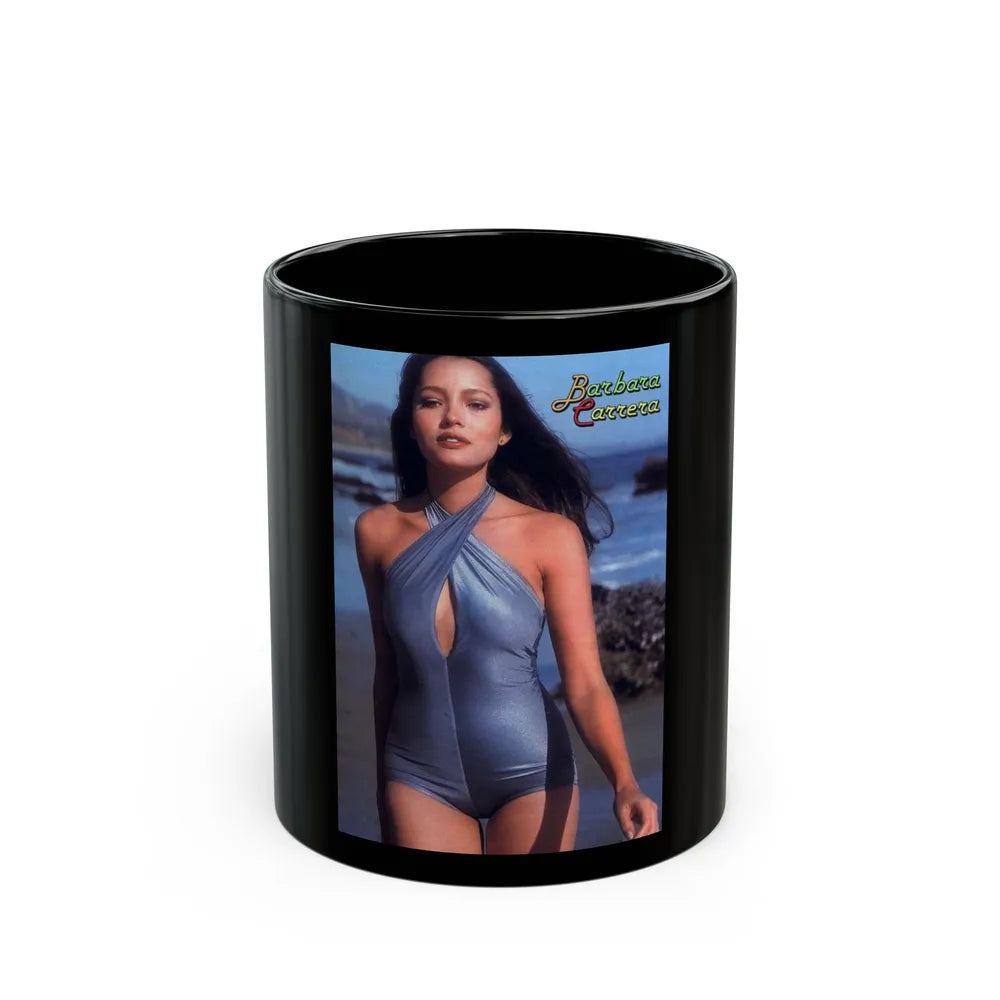 Barbara Carrera #126 (Vintage Female Icon) Black Coffee Mug-11oz-Go Mug Yourself