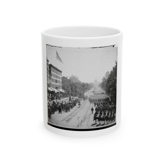Washington, D.C. Infantry Units With Fixed Bayonets Passing On Pennsylvania Avenue Near The Treasury (U.S. Civil War) White Coffee Mug