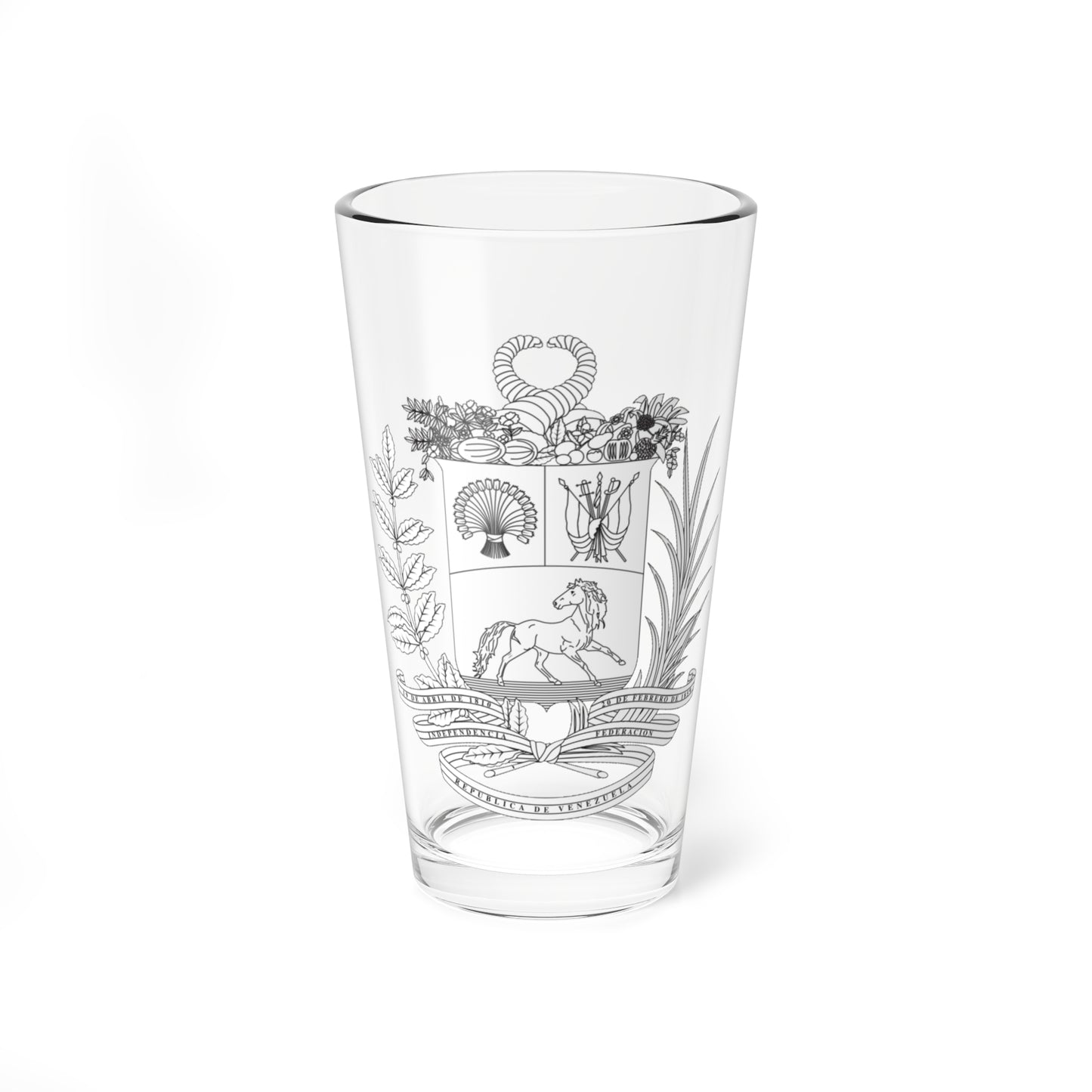 Coat of arms of Venezuela 1954 Monochrome (Venezuela) (Coat of Arms) Pint Glass 16oz